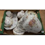 A box of miscellaneous china and glassware, to include Victorian part dessert service, wash-jug,