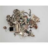 Assorted white metal and silver costume jewellery, to include pendants, earrings, brooches etc,