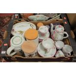 A box of miscellaneous china, to include a Copeland Spode part tea service in the Luneville pattern,