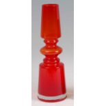 Tamara Aladin (1932-2019) for Riihimaki - a 1960s red glass vase, of tapering cylindrical form, with