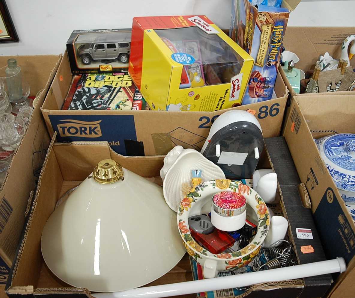 Two boxes of miscellaneous items, to include Harry Potter electronic sound and action game,