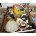 Two boxes of miscellaneous items, to include Harry Potter electronic sound and action game,
