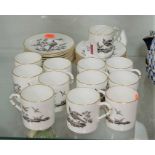 A Royal Worcester bone china set of twelve coffee cans and saucers, each transfer printed with