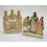 A large Victorian Staffordshire creamware figure group, The Independent Order of Good Templars by