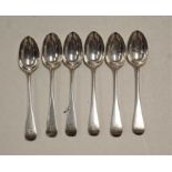 A set of six Victorian silver teaspoons, in the Rat-tail pattern, gross weight 4.1oz