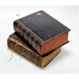 Two leather bound BiblesCondition report: Both rather tatty. Bible at top – 25x20x8cm, no date or