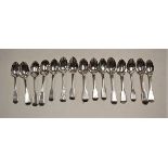 A collection of 15 various 19th century and later silver teaspoons, various dates and makers,