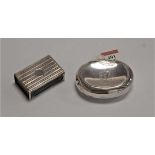 An Edwardian silver pocket snuff-box, of squat oval form; together with a silver matchbox sleeve (