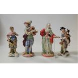 A pair of continental hard-paste porcelain musician figures, each in 18th century dress and