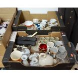 Two boxes of miscellaneous china and glassware, to include Royal Doulton Christmas collectors