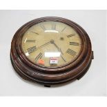 An unusual 19th century American wall clock, having mahogany ogee moulded bezel and convex glass,