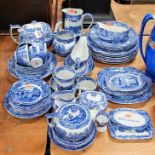 A large collection of Copeland Spodes Italian blue and white transfer decorated