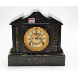 A circa 1900 Ansonia Clock Company of New York slate mantel clock, having signed dial with visible