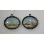 A pair of early 20th century Indian topographical miniatures, watercolours, each framed as ovals,