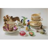 Assorted decorative chinaware, to include Hummel figure, JT Jones bird ornament 'Bee-eater', glass