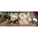 Two boxes of miscellaneous items, to include a Beswick owl No.1046, various horse-brasses, modern