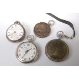 A gent's silver cased open faced pocket watch 'The Express English Lever', the white enamel dial