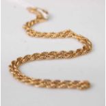 A modern 9ct gold ropetwist necklace, 10.3g (a/f)