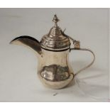 A Middle Eastern white metal miniature coffee pot, with assays, 5.2oz, h.13cm
