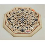 A white marble and pietra dura inlaid stand, of octagonal formCondition report: Inlay appears intact