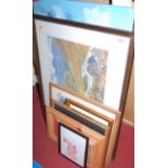 Assorted pictures and prints, to include landscape watercolour