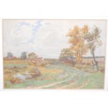 C.R. Burnett - River landscape, watercolour, signed with monogram, 17 x 24cm