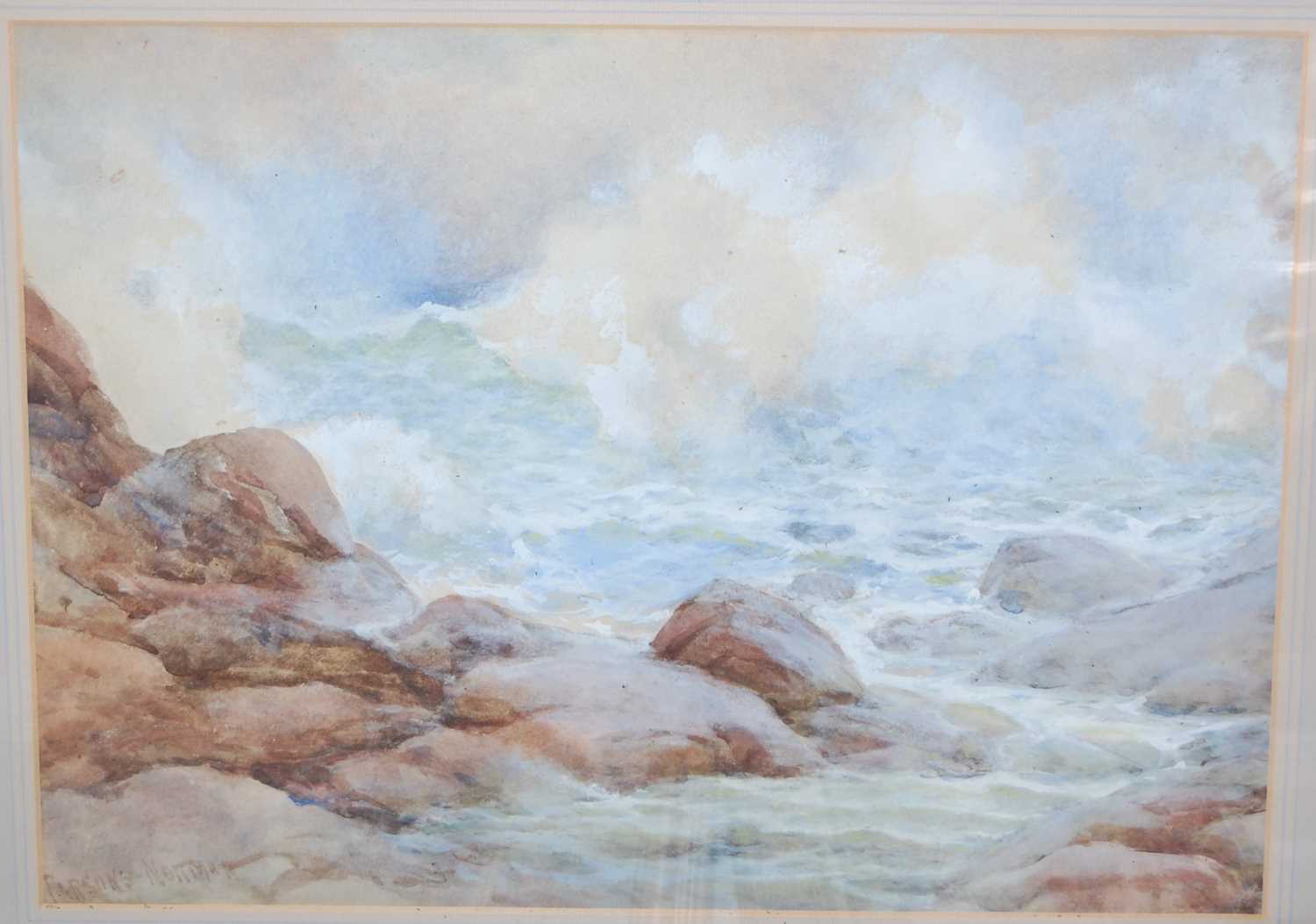 Parsons Norman - Waves crashing on the rocks, watercolour, 31 x 43cm