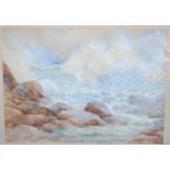 Parsons Norman - Waves crashing on the rocks, watercolour, 31 x 43cm