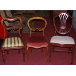 A Victorian mahogany balloon back single dining chair; together with a similar salon chair; and a