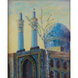 1970s European School - Blue Mosque, oil on board, monogrammed and dated '75 lower left, 63.5 x 51.