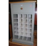 A contemporary light oak and grey painted single drawer wine rack, with capacity for 24 bottles, w.