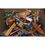 A large box containing a quantity of mixed media hanging display aircraft, to include tinplate, wood