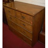 A late 19th century stained oak squarefront chest, of two short over three long graduated drawers (