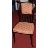 A circa 1900 French mahogany, brass strung and gilt metal mounted single salon side chair, having