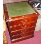 A contemporary mahogany and gilt tooled green leather inset two drawer low office filing cabinet,