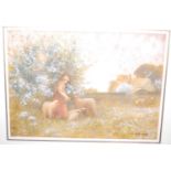 Fred Hines (1875-1928) - The Shepherdess, watercolour and body colour, signed lower right, 27 x