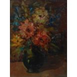 In the manner of Bernard Dunstan (1920-2017) - Still Life Flowers in a Vase, pallette knife oil on