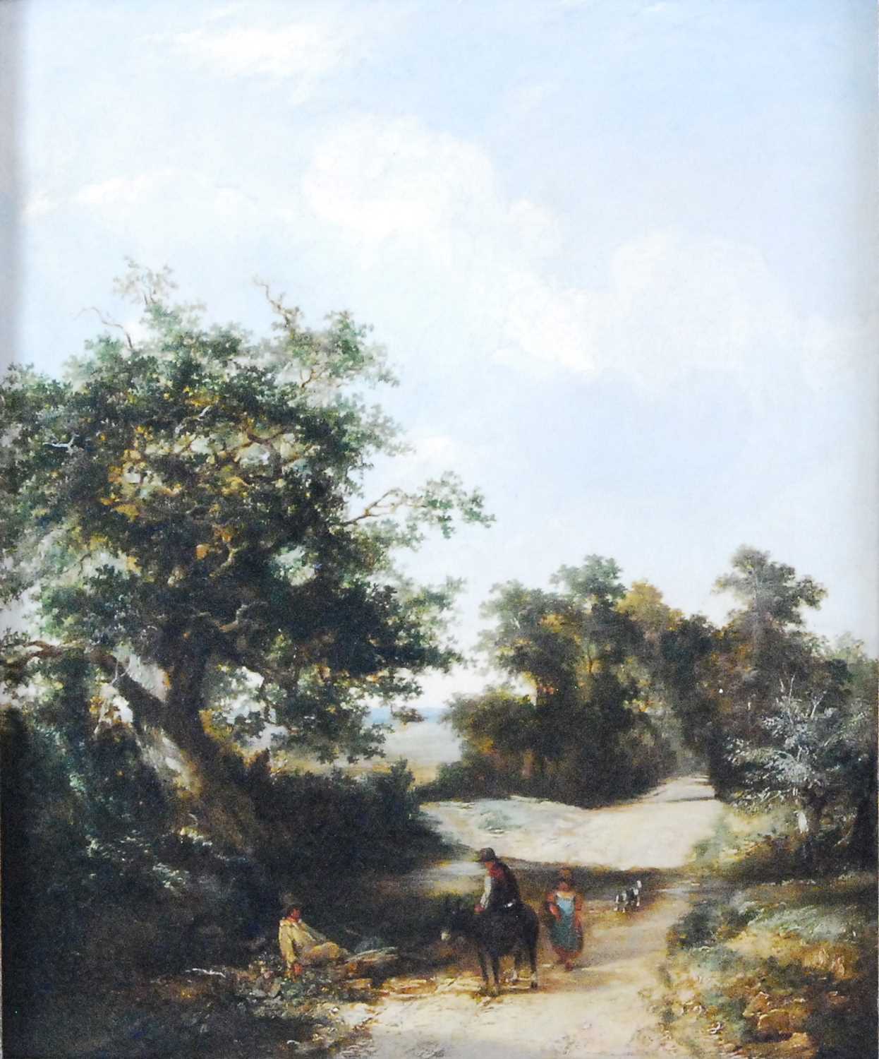 Edward Charles Williams (1807-1881) - Travellers on a country lane, oil on canvas, 60 x 49cm