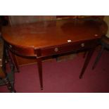 Archer & Smith Ltd - a contemporary mahogany breakfront single drawer side table, raised on square