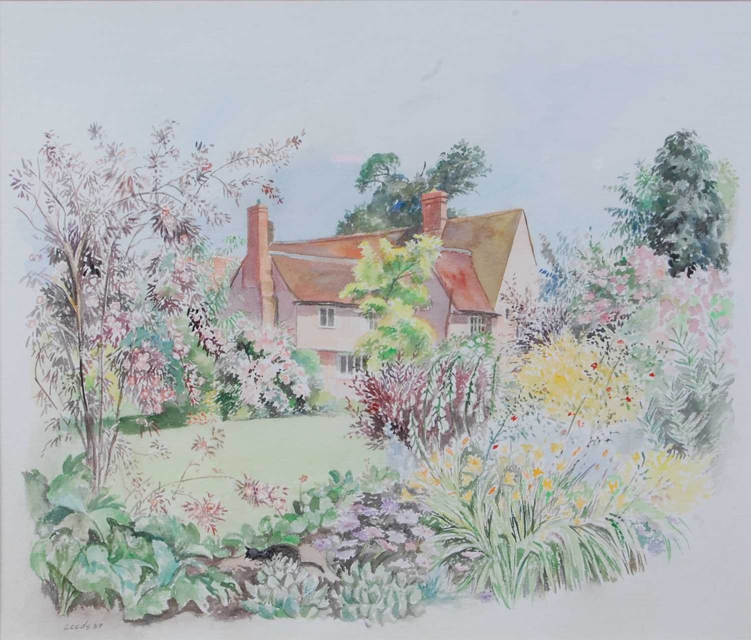 Caroline Leeds (1931-2005) - Stour House, Nayland, in the Summer 1989, watercolour, signed and dated