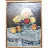 Ken Lang - Still life with fruit, oil on board, signed lower right, 44 x 34cm