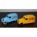 A pair of resin Dinky Toys prototype style Type 1 delivery vans, comprising Kodak Film and Viyella
