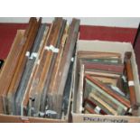 Two boxes of assorted principally oak picture frames, various sizes