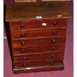 A 19th century mahogany table-top six-drawer collectors specimen chest, w.38cm