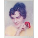 Sr. S.D. Jouhar (1901-1963) - Portrait Study, colour photograph, signed in gilt lower right, the