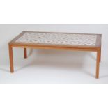 A 1970s Danish teak and tile-top inset rectangular coffee table, of good size, raised on plain