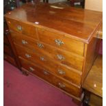 A 19th century figured walnut squarefront chest, of two short over three long graduated drawers,