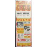 Advertising poster for Gandey's Circus, 76 x 25cm, in glazed frame