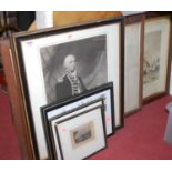 Assorted 19th and early 20th century engravings, topographical views to include portrait of