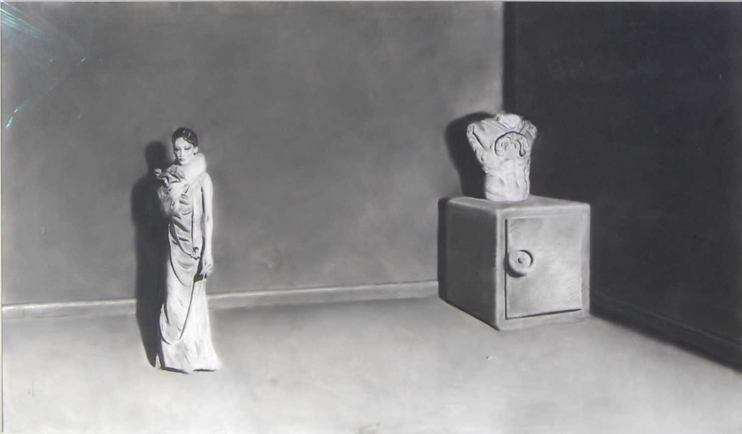 Sam Sturis (b.1971) - Chest 2004, charcoal on gesso board, monogrammed lower right, 61 x 103cm